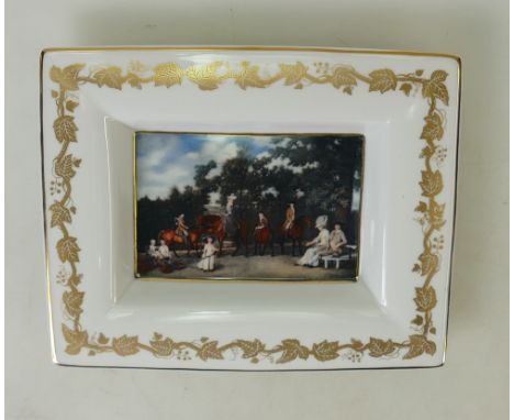 A modern Wedgwood Bone China tray: Lithograph decoration with the Wedgwood family painting, originally painted by George Stub