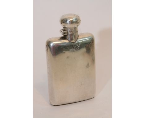 A silver hip flask, Birmingham hallmarks