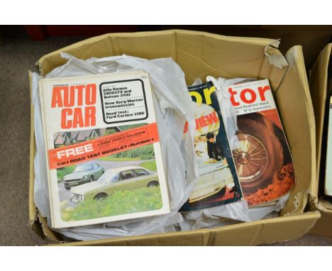 A box containing vintage motor magazines, from the 1960's including show reviews