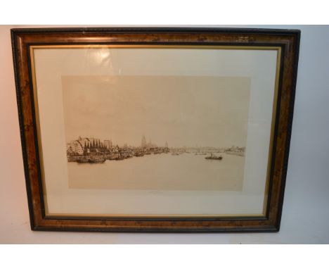 A large framed etching of Koln (Cologne) by Hermann Struck dated 1911.