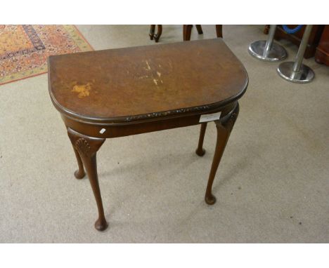 A walnut card table, approx 80cm x 74cm x 47cm.