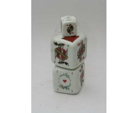 A Vintage Double Cube ceramic decanter in the form of playing cards containing unopened Cherry Brandy