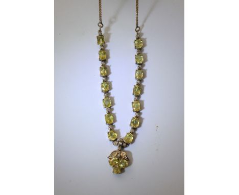A vintage diamond and yellow sapphire necklet.