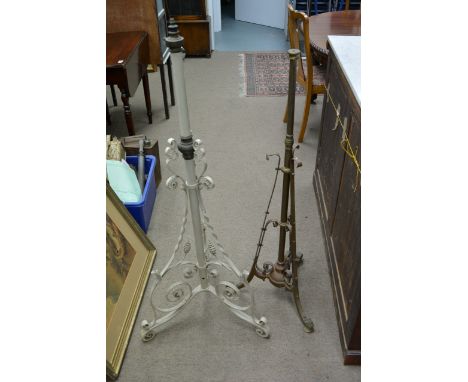 A brass telescopic lamp base and a painted lamp base (2)