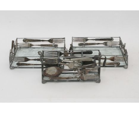 Three unusual knives and fork trays