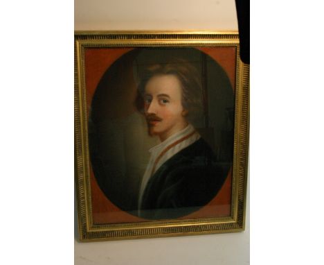 A framed and glazed pastel portrait of an English Civil war era gentleman, approx 62cm x 73cm.