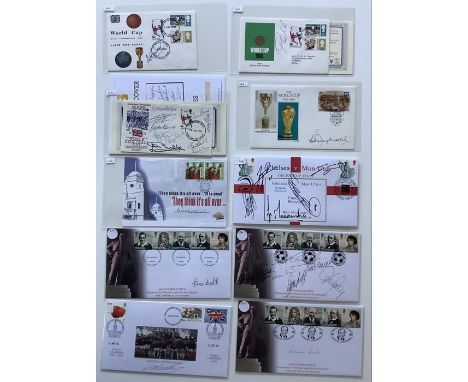 A collection of 37 First Day Covers and Issues relating to football signed by George Best, Steven Gerrard; Kenneth Wolstenhol