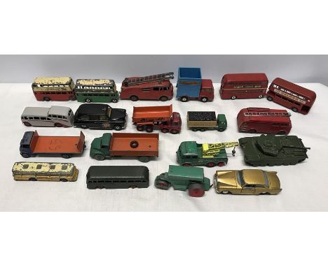 Dinky and Corgi mixed collection of diecast vehicles x 19, playworn. Buses, Fire Engines and commercial vehicles. Condition R