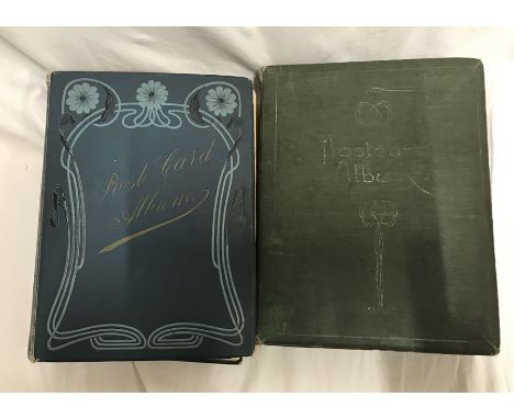 Two albums of postcards. 400 cards British topographical early 20thC, some photo cards and portrait with verse cards. Birthda