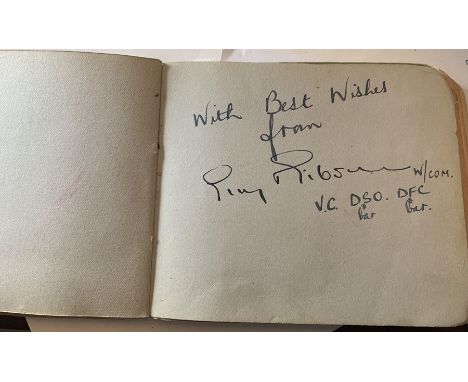 A mid 20thC autograph book collected by Joan Richardson AKA Joan Peters, singer and actress, signed by many prominent militar