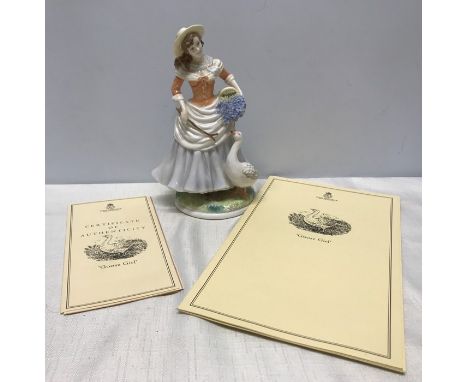 Royal Worcester Pastoral collection, figurine Goose Girl Ltd Edition 1289 of 5000, CW 132, C1994. 21cms h with certificate. C