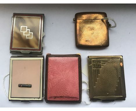 Selection of 1920/30's Art Deco matchbox cases and a brass vesta, enamel design and brass. Condition ReportPink enamel with c