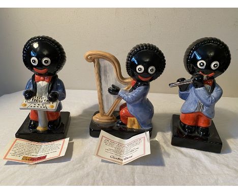 Three limited edition Carlton Ware Robertson Golly band figures, Keyboard player trial No. 100 with exceptional item certific