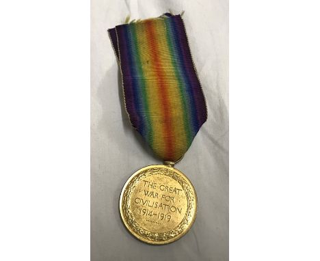 WW I Victory medal awarded to 3008 Pte F Dove. Sher. Wang. with ribbon. Condition ReportRibbon dirty.&nbsp;