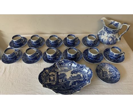 Eleven coffee cans and 12 saucers Copeland in Spode's Italian Pattern with oval dish in the same pattern together with a Maso