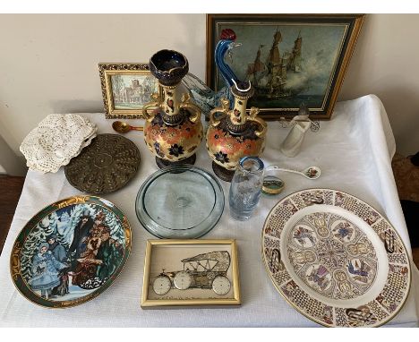 Miscellany to include ceramics, glass, prints, Halcyon Days Gleneagles pill box, Alton Ware vases, Murano cockerel, Spode and