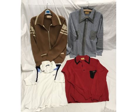 Gents vintage clothing, Fred Perry polo shirt, size medium. Harvanson zip front sweater, medium 97-102cms and two Gabicci swe