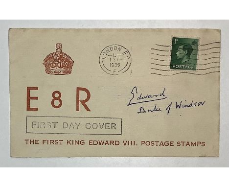 A First Day Cover of The First King Edward VIII Postage Stamp E 8 R dated September 1936 and signed by Edward, Duke of Windso