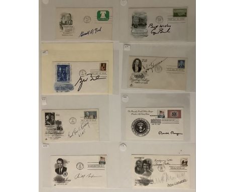 A collection of 11 First Day Issues (some Inauguration Day) and stamped envelopes relating to American Politics signed by Ric