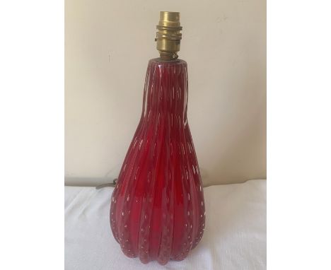 Murano red glass table lamp. 37cms h. Condition ReportIn good condition with no damage or restoration.