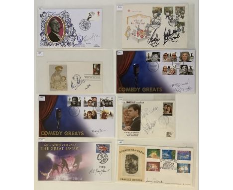 A collection of 16 First Day Covers relating to Comedians signed by Julie Walters and Victoria Wood; Eric Morecambe with Fire