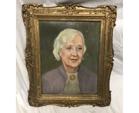 Gilt framed oil painting on board portrait of Grandma, 39 h x 30cms w. Condition ReportGood condition.&nbsp;