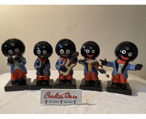 Five limited edition Carlton Ware Robertson Golly Band figures, approx. 20cms h, Violinist 50/250 with certificate, Harmonica