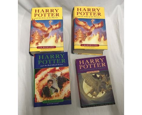 J.K. Rowling Harry Potter books, three hardback one Half Bloody Prince First Edition, 2 x Order of the Phoenix First Editions