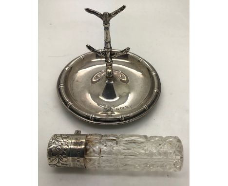 Hallmarked silver ring tree, Birmingham 1912 together with silver topped scent bottle Birmingham 1908. Condition ReportVery g