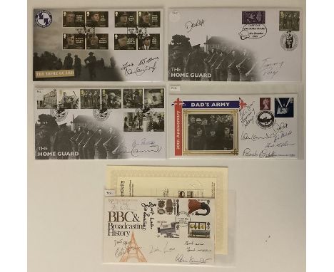 A collection of 5 First Day Covers relating to Dads Army signed by John Le Mesurier, Bill Pertwee, Clive Dunn, Arthur Lowe, F