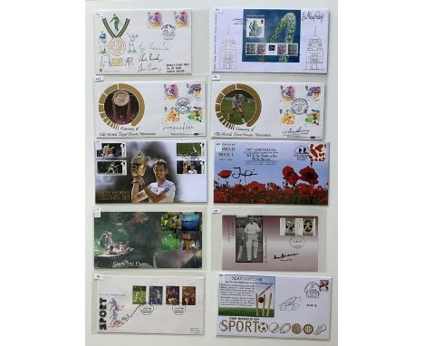 A collection of 19 First Day Covers and Issues relating to Sport signed by Henry Cooper; Roger Bannister, Chris Chataway and 