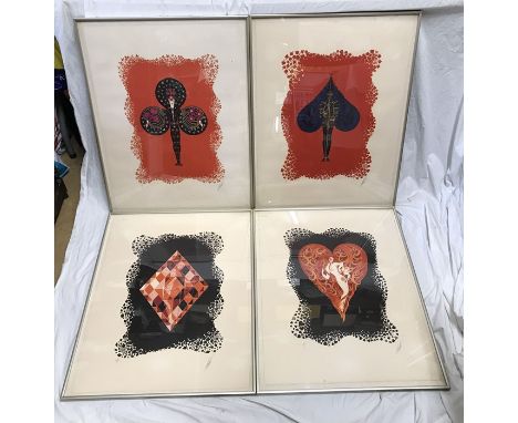 Set of four serigraphs, Erte. Romain De Tirtoff Russian French 1892-1990 from the Playing Cards series signed L.R. and 10/90,