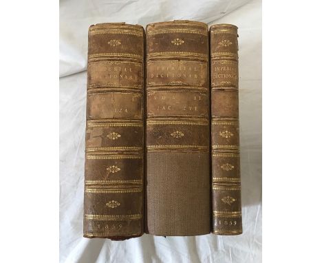 Leather bound book in three volumes. The Imperial Dictionary. Blackie and Sons print 1859. Condition ReportFoxing to pages. w