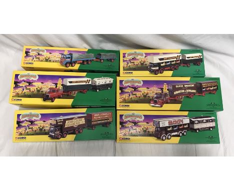Collection of six Corgi Showman's Range trucks, mint and boxed, Atkinson 8 wheel rigid truck and trailer. Scammell Highwayman