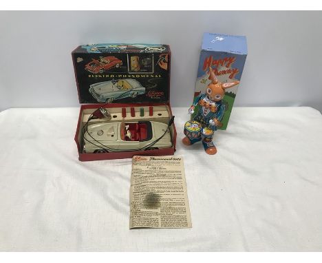 Schuco 5503 Elektro Phanomenal, battery operated car in original box together with a Chinese tinplate Happy Bunny drummer, wi