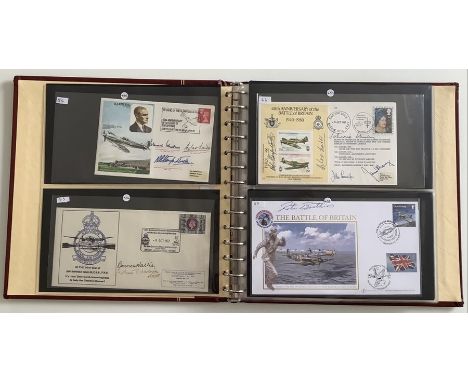 A collection of 2 albums with 61 First Day Covers and Issues and 1 booklet relating to Aviation signed by Chuck Yeager, James