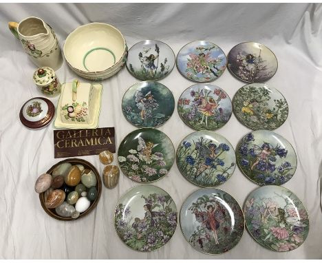 Mixed lot. Villeroy and Boch Fairy series decorative plates 20cms w, Staffordshire Pottery J Wilkinson Ltd jug and bowl, jug 