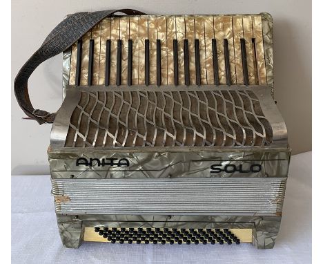 Anita Solo Piano accordion. Condition ReportWoodworm, missing one black key wear to front and strap.&nbsp;