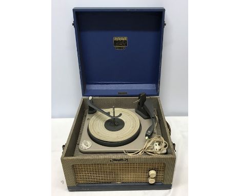 Dansette Major 4 speed portable record player, blue and grey, working order. Working order. Condition ReportMinor scuff wear 