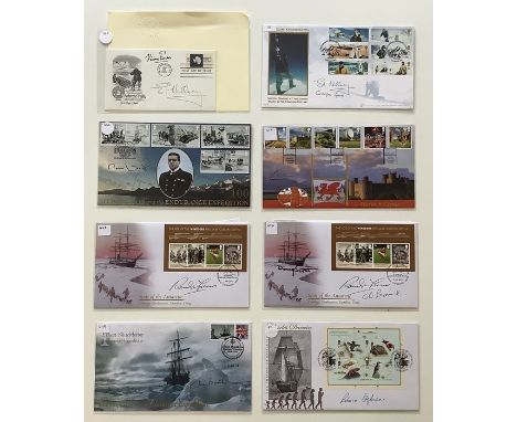 A collection of 8 First Day Covers relating to Explorers signed by Rebecca Stephens, Sir Christian Bonington, Douglas Scott a