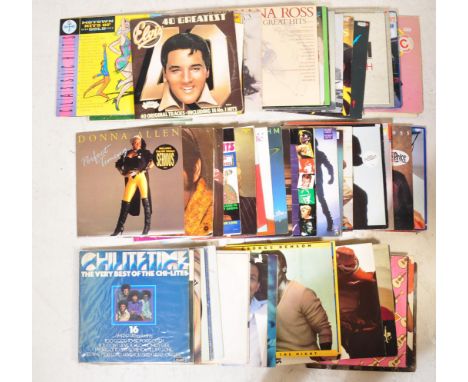 A collection of vintage 20th century LP vinyl records to include genres roots, dance hall, pop rock, glam rock, reggae. Compr