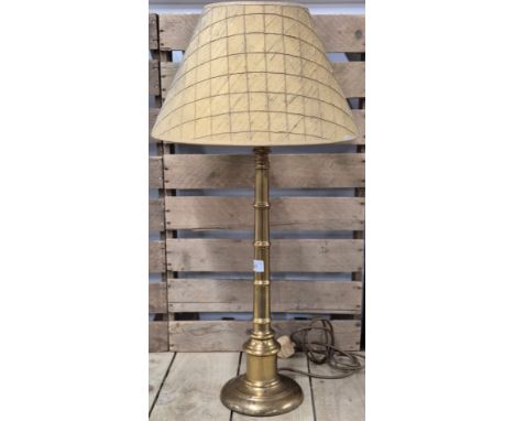 Large antique style brass table lamp with shade 