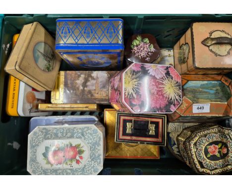 A Large collection of vintage advertising tins; Bairns short hand biscuit tin, Loch Carron Near Kyle of Lochalsh, Queen Eliza