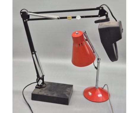 Luxo 1970s magnifying lamp together with Mid century Pifco style Anglepoise table lamp [98cm full height magnifying lamp] 