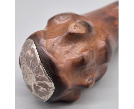 Antique swagger stick/ cane.  Fitted with a silver cartouche. [78cm length] 