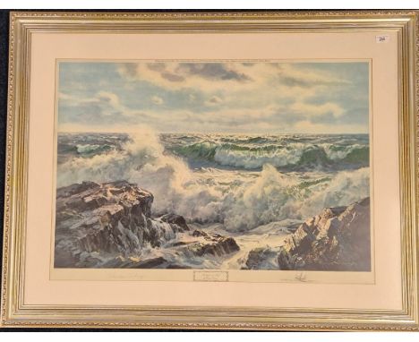 Charles Vickery Large limited edition print titled "Sunlight &amp; Surf" Signed in pencil and fitted within a large gilt fram