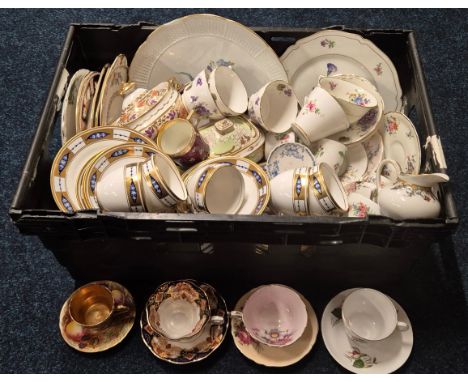 A Crate of collectable cup and Saucers &amp; porcelain; Paragon, Salisbury, Hammersley &amp; many more