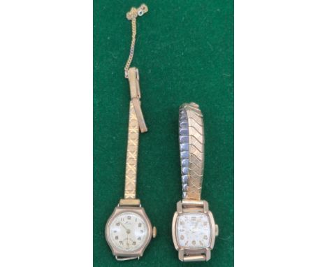 Two vintage ladies 9ct gold cased cocktail watches; Avia Deluxe &amp; Leda. 