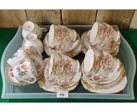 Royal Albert "Clematis" pattern tea service together with two porcelain Dresden cup n Saucers