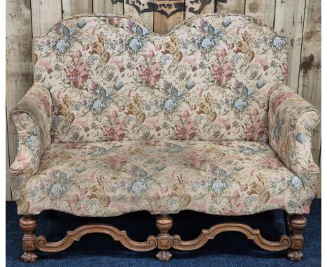 19th century Oak Framed two Seat Parlour Sofa, Carved base supports.  [102x135x64cm]